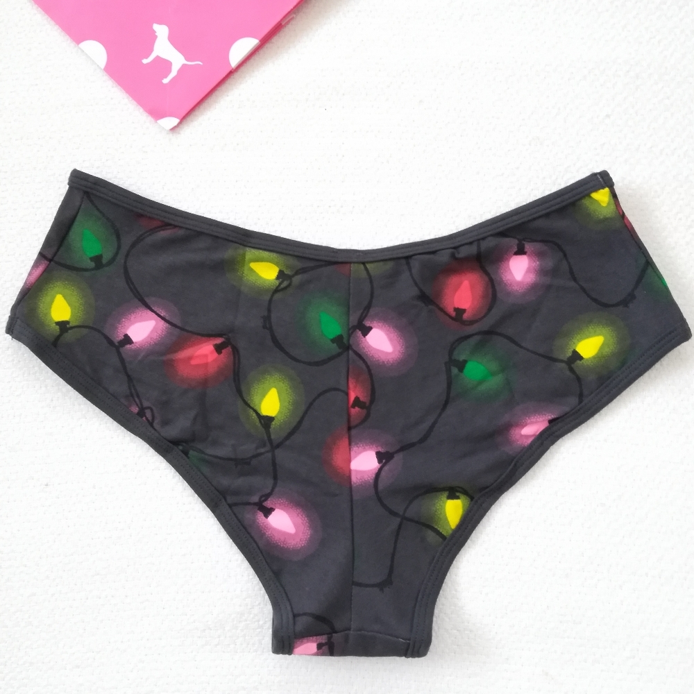 VS PINK Panty Cheekster Christmas lights new L cheeky holiday panties winter
